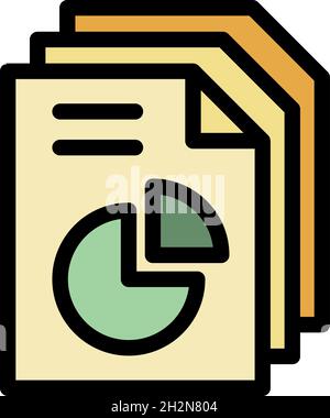 Conversion rate papers icon. Outline conversion rate papers vector icon color flat isolated Stock Vector