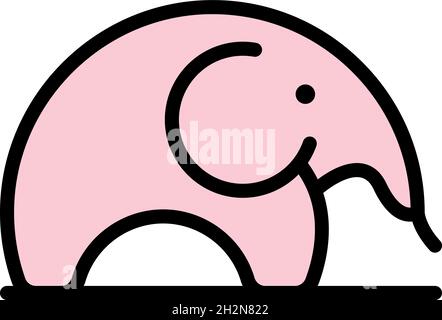 Logo elephant icon. Outline logo elephant vector icon color flat isolated Stock Vector