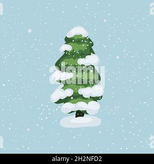 Snow falling on tree illustration Stock Vector