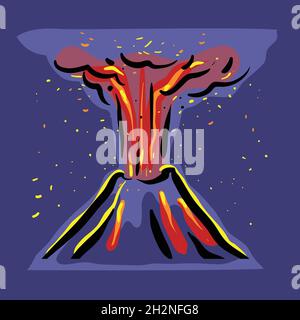 Volcano eruption clip art Stock Vector
