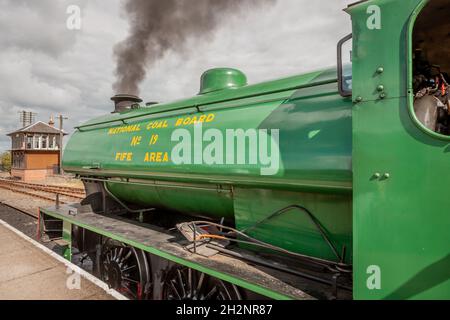 NCB No. 19 waits at Boness station on the Boness and Kinneil railway Stock Photo