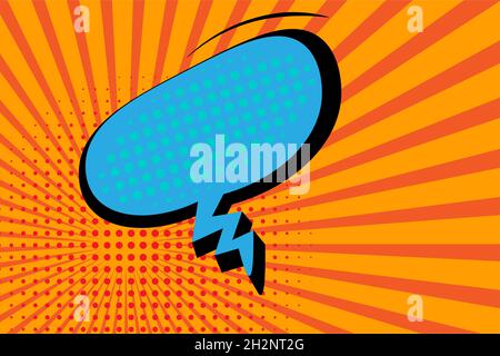 Blank Comic Speech Bubble on a halftone and sunburst background Stock Vector
