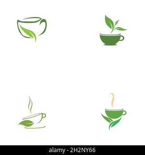set of Green tea vector logo template Stock Vector