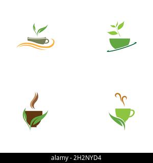set of Green tea vector logo template Stock Vector
