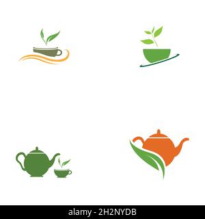 set of Green tea vector logo template Stock Vector