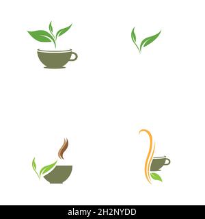set of Green tea vector logo template Stock Vector
