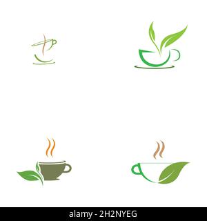 set of Green tea vector logo template Stock Vector