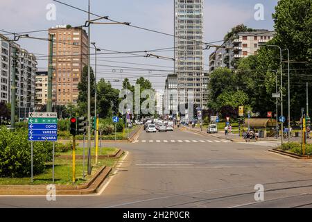 Milan, Italy - June 13, 2017: View of Milan Streets in the City Center Stock Photo