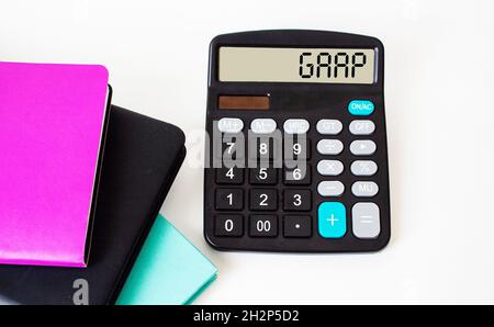 The calculator displays the business acronym GAAP for Generally Accepted Accounting Principles. Stock Photo