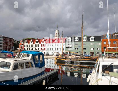 View of Vestaravag harbour,Torshavn, Streymoy, Faroe Islands, Scandinavia, Europe. Stock Photo