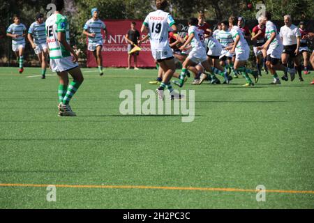 Lisboa, Portugal, USA. 23rd Oct, 2021. Rugby Youth Festival Portugal, in Lisbon. October 23, 2021, Lisbon, Portugal: Qualifying Rugby matches for the Portugal Rugby Youth Festival, the most important tournament of the sport organized by Move Sports that brings together the under 13, 15, 17 and 19 categories, at Universitario stadium, in Lisbon, on Saturday (23). The tournament, which is traditionally held at Easter, it was postponed due to the new coronavirus pandemic. Credit: Edson de Souza/TheNews2 (Credit Image: © Edson De Souza/TheNEWS2 via ZUMA Press Wire) Stock Photo