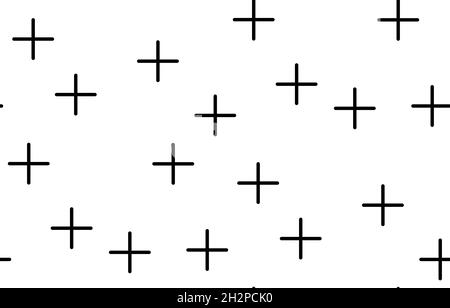 Crosses - pluses diagonally distributed simple minimalist decorative geometrical vector pattern. Stock Vector