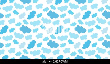 Cute Cloudy Seamless Pattern on White Background. Hand Drawn Vector Illustration. Great for Textile, Fabric Prints, Wrapping Paper. Stock Vector