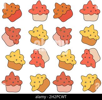 Seamless Cartoon Cake Pattern.Vector illustration Stock Vector