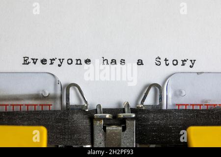 Everyone has a story written on an old typewriter Stock Photo