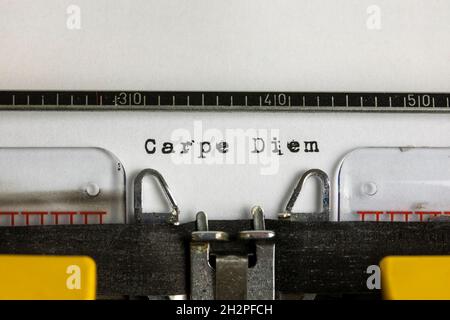 Carpe Diem written on an old typewriter Stock Photo