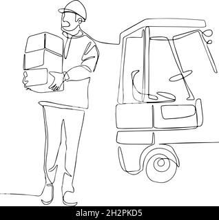 Logistics collection. Worker in uniforms and with helmets Stock Vector