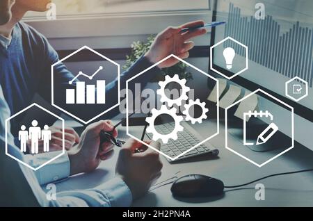 Automation and optimisation concept, business process workflow development Stock Photo