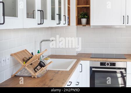 beautiful kitchen interior at home, scandinavian style Stock Photo