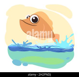 Tropical fish. Landscape. Underwater life. Wild animals. Ocean, sea. Summer water. Isolated on white background. Illustration in cartoon style. Flat Stock Vector