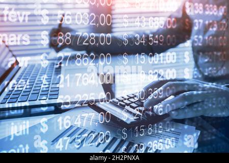 investment and accounting, financial data analytics, business report, tax calculation Stock Photo