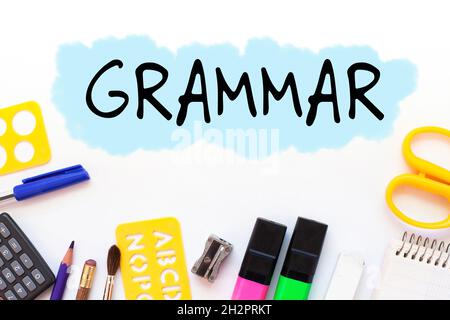 Grammar, learn language concept on white background. Stock Photo