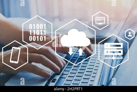 cloud computing concept, diagram with icons Stock Photo