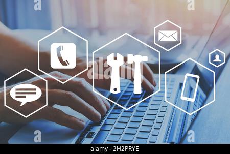 technical support concept, help online Stock Photo