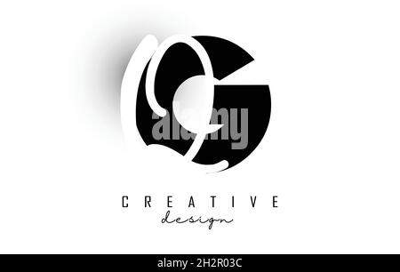 Letters GQ logo with a minimalist design. Letters G and Q with geometric and handwritten typography. Creative Vector Illustration with letters. Stock Vector