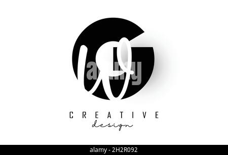 Letters GW logo with a minimalist design. Letters G and W with geometric and handwritten typography. Creative Vector Illustration with letters. Stock Vector