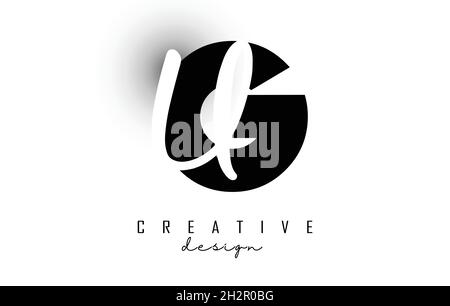 Letters GU logo with a minimalist design. Letters G and U with geometric and handwritten typography. Creative Vector Illustration with letters. Stock Vector