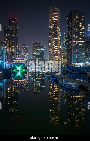 Superyacht Kismet visits South Dock, Canary Wharf, London, England, United Kingdom, UK Stock Photo