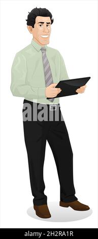 Happy businessman with tablet Stock Vector