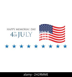 Happy Memorial Day american vector illustration design. National american holiday illustration with USA flag Stock Vector