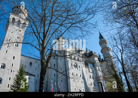 Views of the Neuschwanstein Castle, was commissioned by King Ludwig II of Bavaria, is one of the most visited castle in Europe, located in the municip Stock Photo