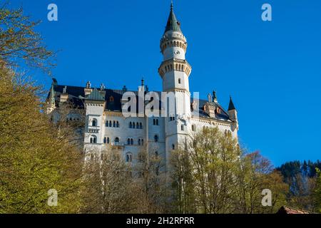 Views of the Neuschwanstein Castle, was commissioned by King Ludwig II of Bavaria, is one of the most visited castle in Europe, located in the municip Stock Photo