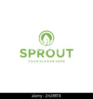 minimalist SPROUT leaf plants circle logo design Stock Vector