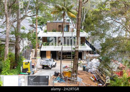 Waterfront Sydney home house being constructed on the shores of Pittwater at Clareville in Sydney,NSW,Australia Stock Photo