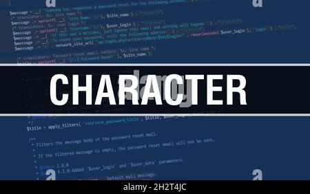 Character code text written on Programming code abstract technology ...