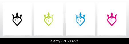 Heart With Crown Logo Design Stock Vector
