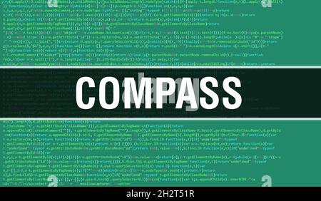 COMPASS with Abstract Technology Binary code Background.Digital binary data and Secure Data Concept. Software, Web Developer Programming Code and COMP Stock Photo