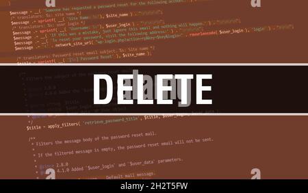 The word delete on digital screen, information technology concept Stock ...