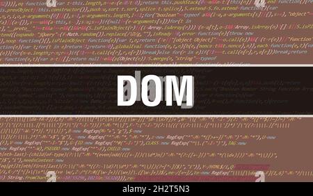 DOM with Binary code digital technology background. Abstract background ...