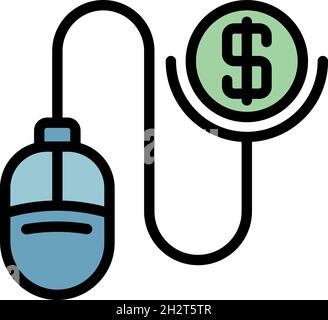 Computer mouse loan icon. Outline computer mouse loan vector icon color flat isolated Stock Vector