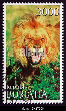 BURYATIA (RUSSIA) - CIRCA 1997: a stamp printed in Buryatia shows Lion, Panthera Leo, Animal, circa 1997 Stock Photo