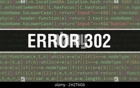 Error 302 with Binary code digital technology background. Abstract ...