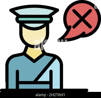 Reject passport control icon. Outline reject passport control vector icon color flat isolated Stock Vector
