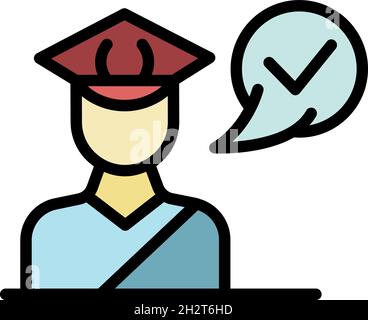 Approved passport control icon. Outline approved passport control vector icon color flat isolated Stock Vector