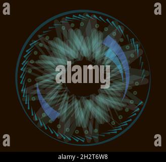 Techno eye isolated on black background. Layered EPS10 vector illustration. Stock Vector