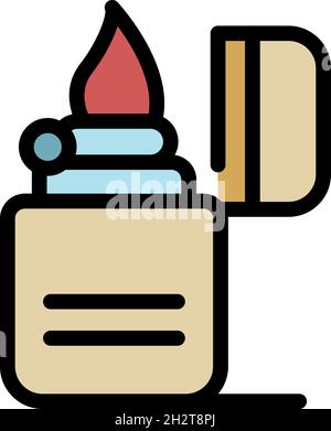 Metal lighter icon. Outline metal lighter vector icon color flat isolated Stock Vector